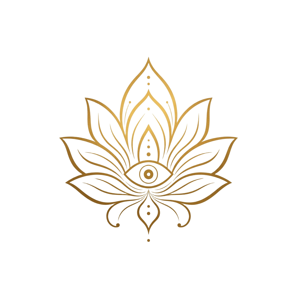 Soul & Flow Breathwork Logo: goldene Lotusblüte über einer Welle